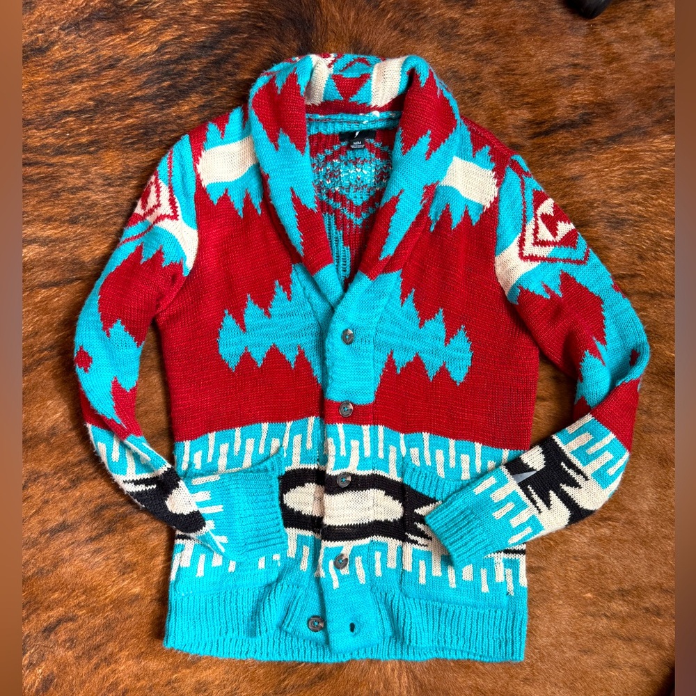 Aztec Southwest Navajo Tribal Jacquard Cardigan sz M